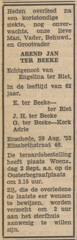 Elisabethstraat 46 A.J. ter Beeke advertentie Tubantia 31-8-1953.jpg