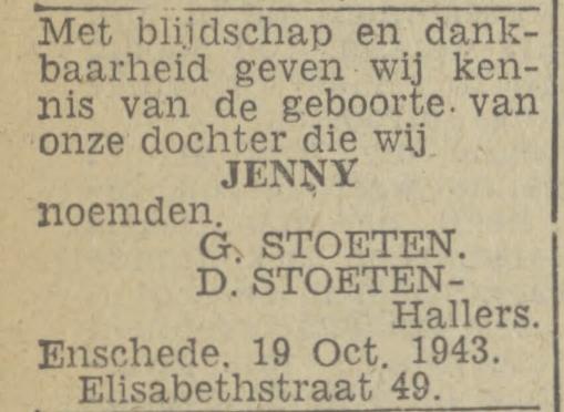 Elisabethstraat 49 G. Stoeten advertentie Twentsch nieuwsblad 20-10-1943.jpg