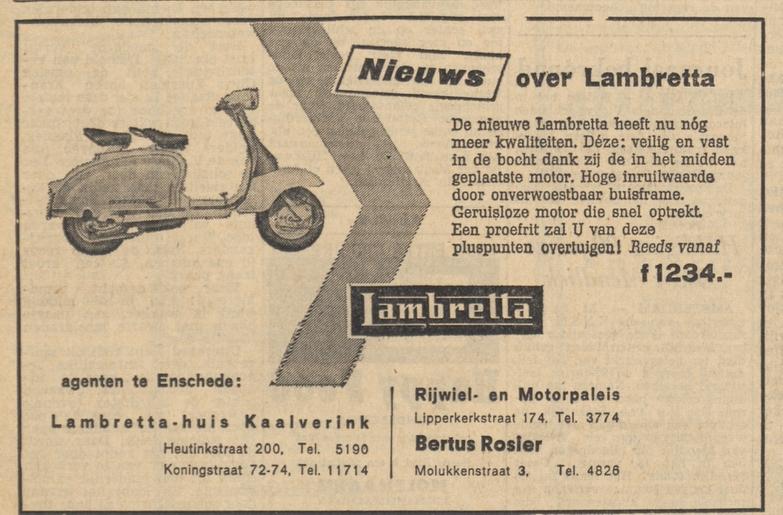 Heutinkstraat 200 Lambretta-huis Kaalverink advertentie Tubantia 23-6-1961.jpg