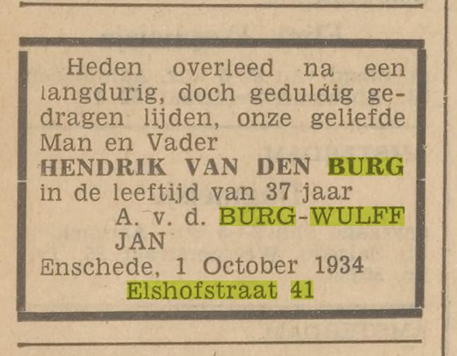 Elshofstraat 41 Hendrik van den Burg overlijdensadvertentie Het Volk 2-10-1934.jpg