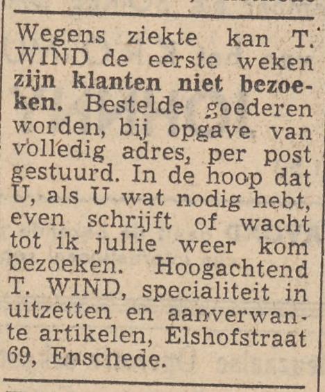 Elshofstraat 69 T. Wind advertentie Tubantia 7-11-1951.jpg