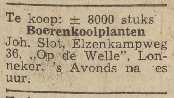 Elzenkampweg 36 Op de Welle Lonneker Joh. Slot advertentie Twentsche Courant 5-7-1954.jpg