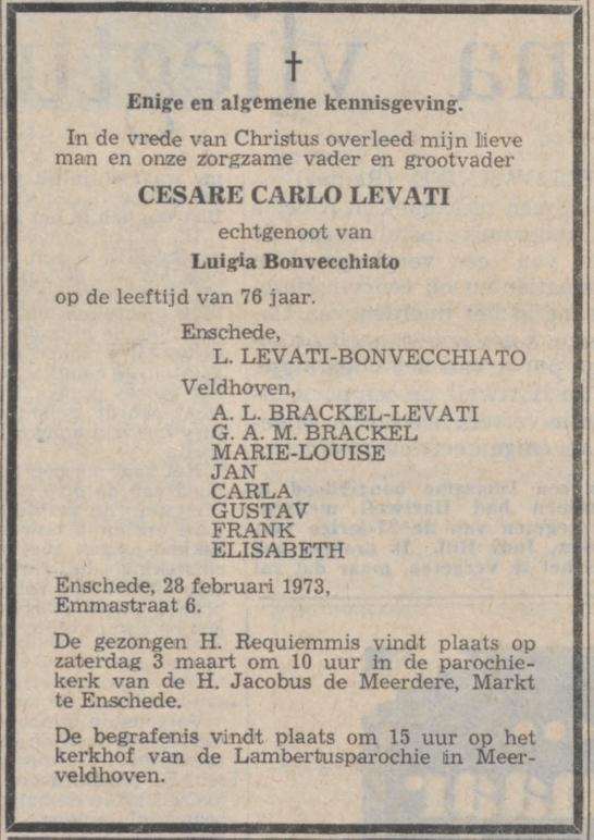 Emmastraat 6 C.C. Levati overlidensadveretentie De Volkskrant 2-3-1973.jpg