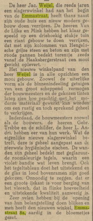 Emmastraat 8a Jac. Weijel slagerswinkel krantenbericht Tubantia 3-9-1926.jpg