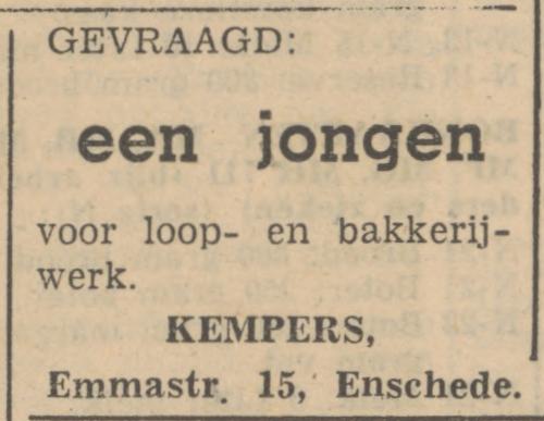 Emmastraat 15 bakkerij Kempers advertentie Tubantia 25-9-1947.jpg