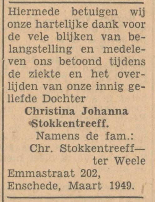 Emmastraat 202 Chr. Stokkentreeff advertentie Tubantia 21-3-1949.jpg