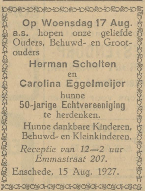 Emmastraat 207 Herman Scholten advertentie Tubantia 15-8-1927.jpg