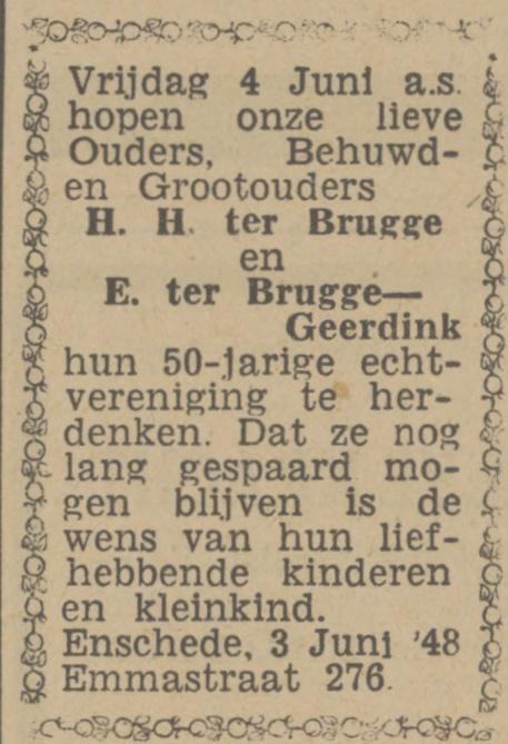 Emmastraat 276 H.H. ter Brugge advertentie Tubantia 3-9-1948.jpg