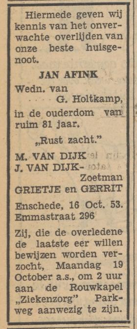 Emmastraat 296 Jan Afink overlijdensadvertentie Tubantia 17-10-1953.jpg