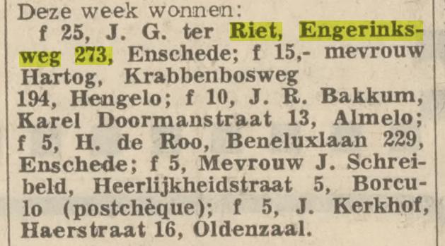 Engerinksweg 273 J.G. ter Riet krantenbericht Tubantia 25-1-1969.jpg