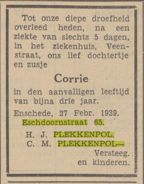 Eschdoornstraat 65 H.J. Plekkenpol advertentie Tubantia 28-2-1939.jpg