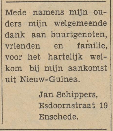 Esdoornstraat 19 Jan Schippers advertentie Tubantia 9-11-1962.jpg