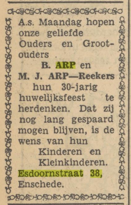 Esdoornstraat 38 B. Arp advertentie Tubantia 1-7-1950.jpg