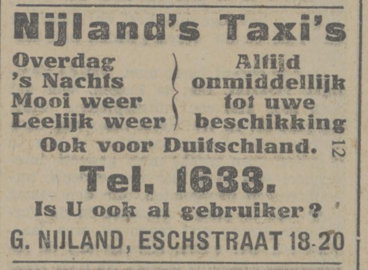 Esstraat 18-12 G. Nijland Taxi advertentie Tubantia 18-12-1929.jpg