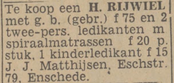 Esstraat 79 J.J. Matthijsen advertentie Twentsch nieuwsvlad 26-1-1943.jpg
