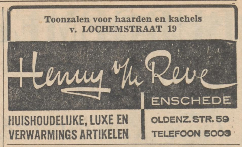Van Lochemstraat 19 Toonzalen harden en kachels Henny van het Reve advertentie Tubantia 23-9-1964.jpg
