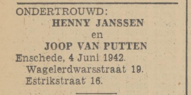 Estrikstraat 16 Joop van Putten advertentie Tubantia 5-6-1942.jpg