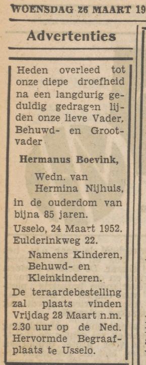 Eulderinkweg 22 Usselo Hermanus Boevink overlijdensadvertentie Tubantia 26-3-1952.jpg