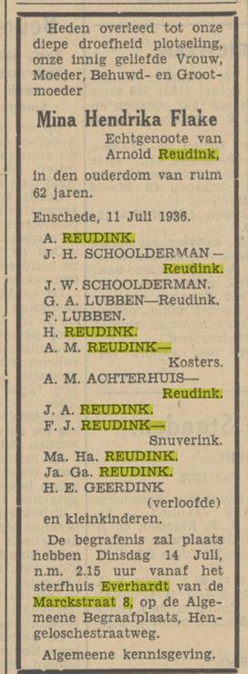 Everhardt van der Marckstraat 8 M.H. Reudink-Flake overlijdensadvertentie Tubantia 13-7-1936.jpg