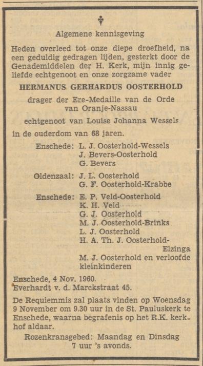 Everhardt van der Marckstraat 45 H.G. Oosterhold overlijdensadvertentie Tubantia 7-11-1960.jpg