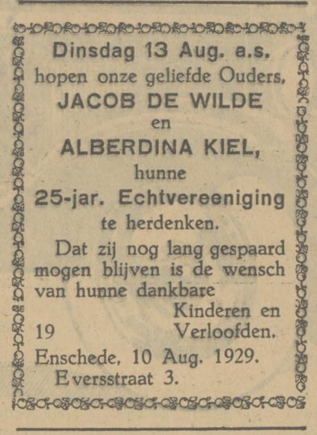 Eversstraat 3 Jacob de Wilde advertentie Tubantia 12-8-1929.jpg