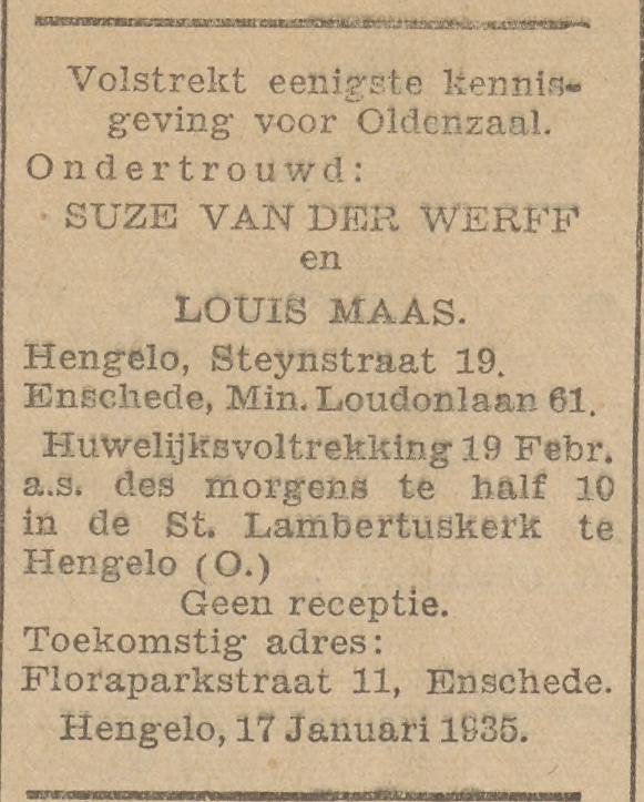 Floraparkstraat 11 L. Maas advertentie Twentsche Courant 18-1-1935.jpg