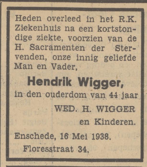 Floresstraat 34 Hendrik Wigger overlijdensadvertentie Tubantia 18-5-1938.jpg