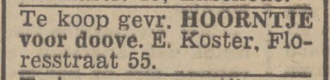 Floresstraat 55 E. Koster advertentie Twentsch nieuwsblad 13-10-1944.jpg