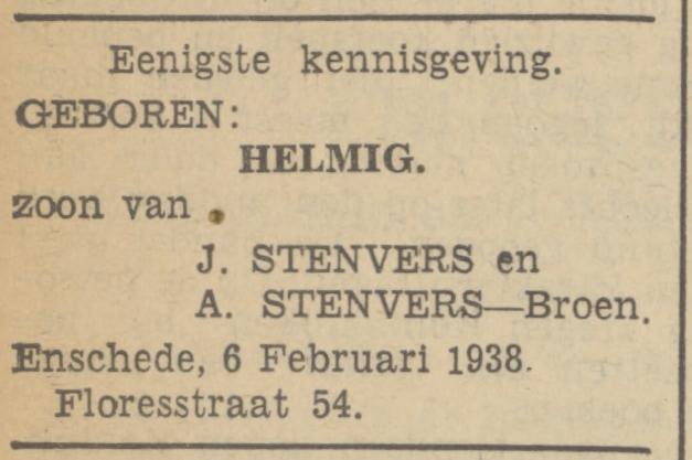Floresstraat 54 J. Stenvers advertentie Tubantia 7-2-1938.jpg