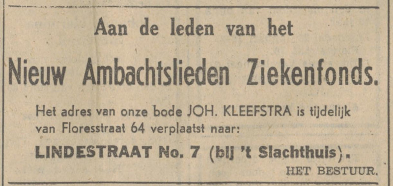 Floresstraat 64 Joh. Kleefstra advertentie Tubantia 24-1-1942.jpg