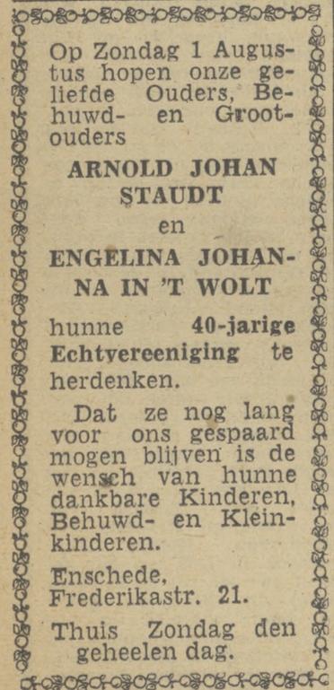 Frederikastraat 21 A.J. Staudt advertentie Twentsch nieuwsblad 30-7-1943.jpg