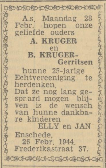 Frederikastraat 37 A. Kruger advertentie Twentsch nieuwsblad 26-2-1944.jpg