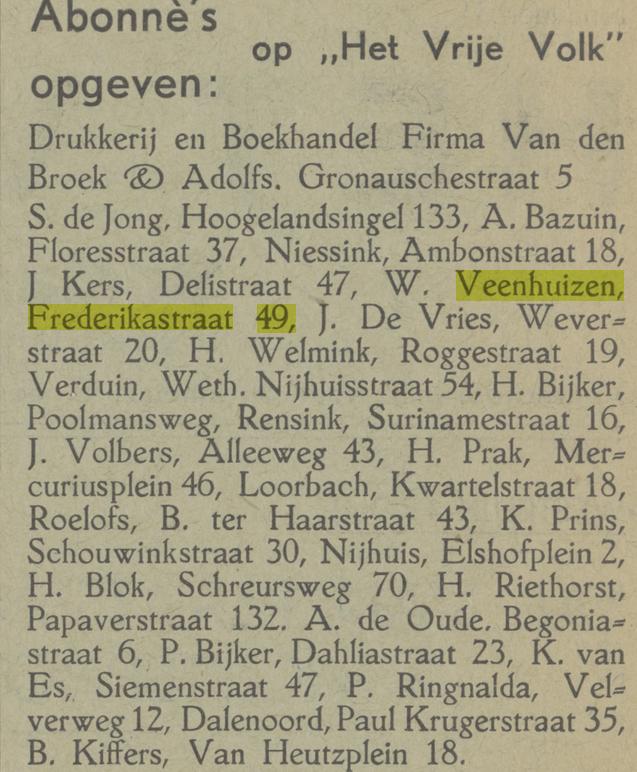 Frederikastraat 49 W. Veenhuizen advertentie Het Vrije Volk 4-4-1945.jpg