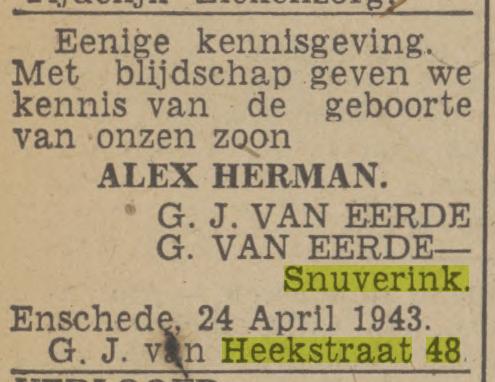 G.J. van Heekstraat 48 G. Snuverink advertentie Twentsch nieuwsblad 27-4-1943.jpg