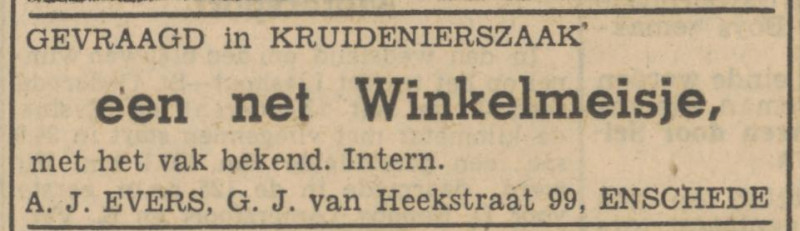 G.J. van Heekstraat 99 A.J. Evers advertentie Tubantia 21-4-1947.jpg