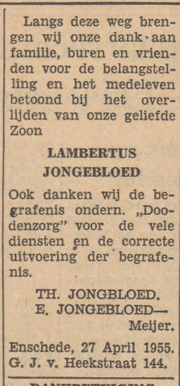 G.J. van  Heekstaat 144 TH Jongbloed advertentie Tubantia 27-4-1955.jpg