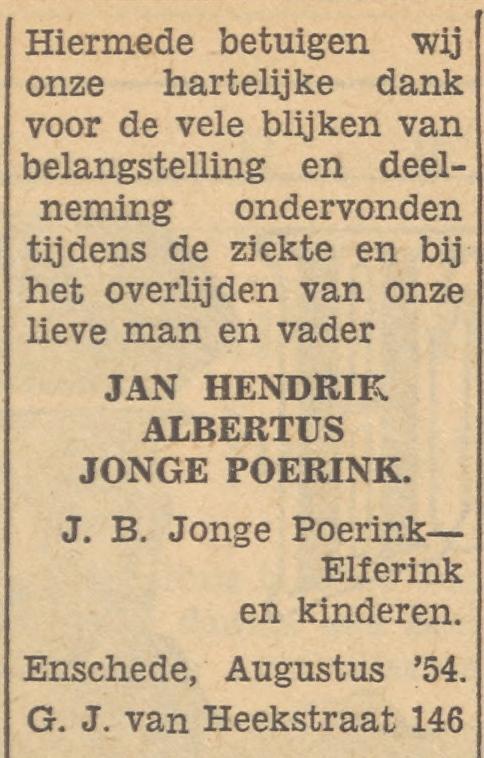 G.J. van Heekstraat 146 J.H.A. Jonge Poerink advertentie Tubantia 5-8-1954.jpg