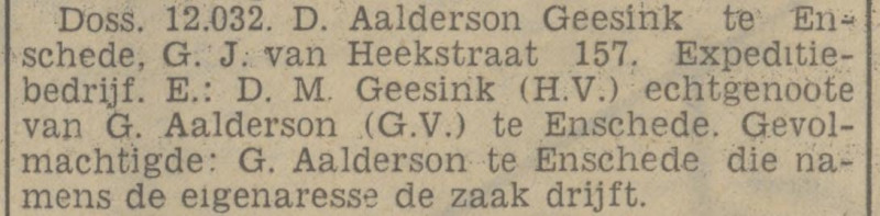 G.J. van Heekstraat 157 G. Aalderson expeditiebedrijf krantenbericht Tubantia 20-10-1939.jpg