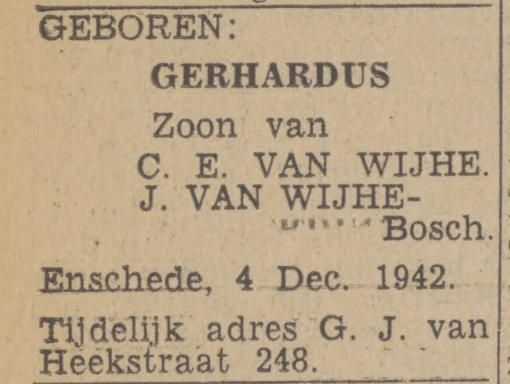 G.J. van Heekstraat 248 J. van Wijhe-Bosch advertentie Twentsch nieuwsblad 5-12-1942.jpg