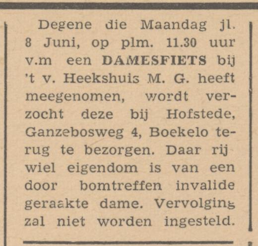 Ganzebosweg 4 Boekelo Hofstede advertentie Twentsche Courant 19-6-1945.jpg