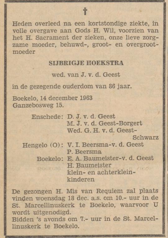 Ganzebosweg 15 S. van de Geest-Hoekstra overlijdensadvertentie Tubantia 16-12-1963.jpg
