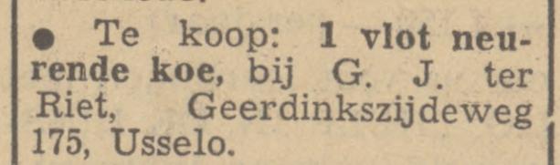 Geerdinkszijdeweg 175 Usselo G.J. ter Riet advertentie Tubantia 4-5-1949.jpg