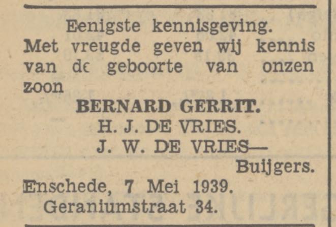 Geraniumstraat 34 H.J. de Vries advertentie Tubantia 8-5-1939.jpg