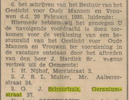 Geraniumstraat 37 G.J. Schuurhuis krantenbericht Tubantia 13-3-1930.jpg
