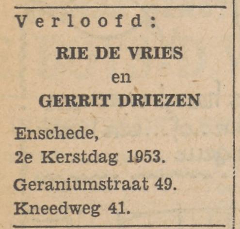 Geraniumstraat 49 Rie de Vries advertentie Tubantia 24-12-1953.jpg