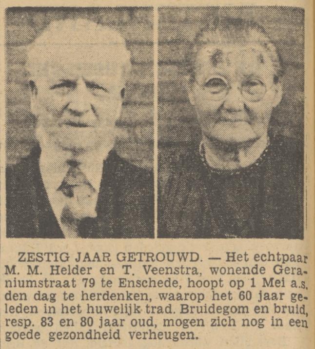 Geraniumstraat 71 M.M. Helder krantenbericht Tubantia 27-4-1940.jpg