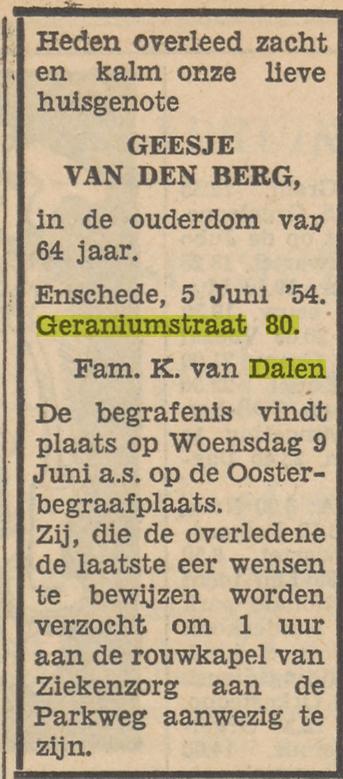 Geraniumstraat 80 Fam. K. van Dalen advertentie Tubantia 5-6-1954.jpg