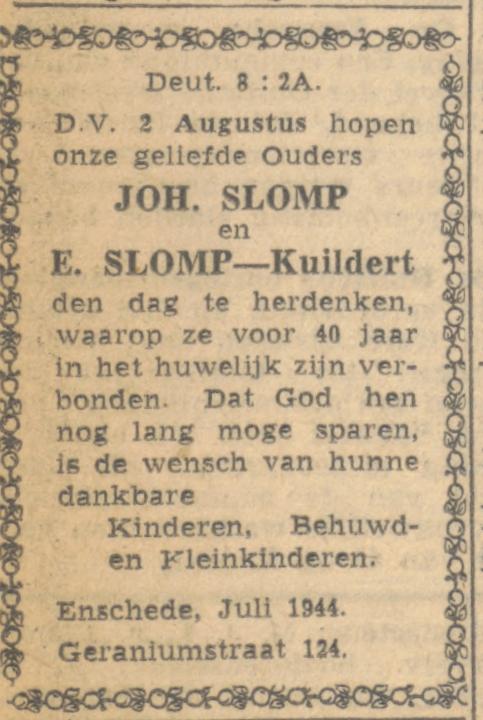 Geraniumstraat 124 Joh. Slomp advertentie Twentsch nieuwsblad 31-7-1944.jpg