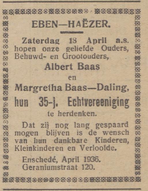 Geraniumstraat 120 Albert Baas advertentie Emmer courant 15-4-1936.jpg