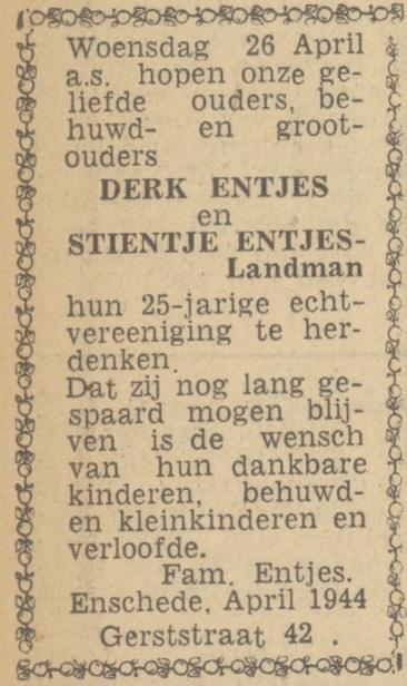 Gerststraat 42 Derk Entjes advertentie Twentsch nieuwsblad 24-4-1944.jpg